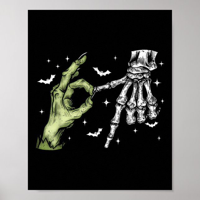 Póster 67 Meme Esqueleto Mano Zombie 6 7 Halloween Seis S (Frente)