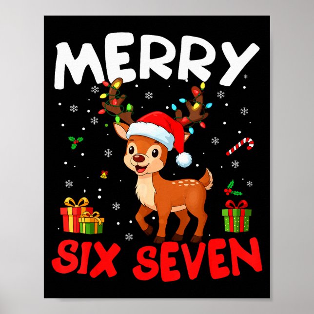 Póster 67 Meme Feliz Seis Siete Reno Divertida Navidad W (Frente)