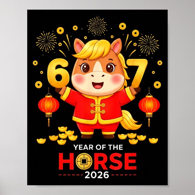 Póster 67 Meme Funny Chinese New Year 2026 Year Of The Ho (Frente)
