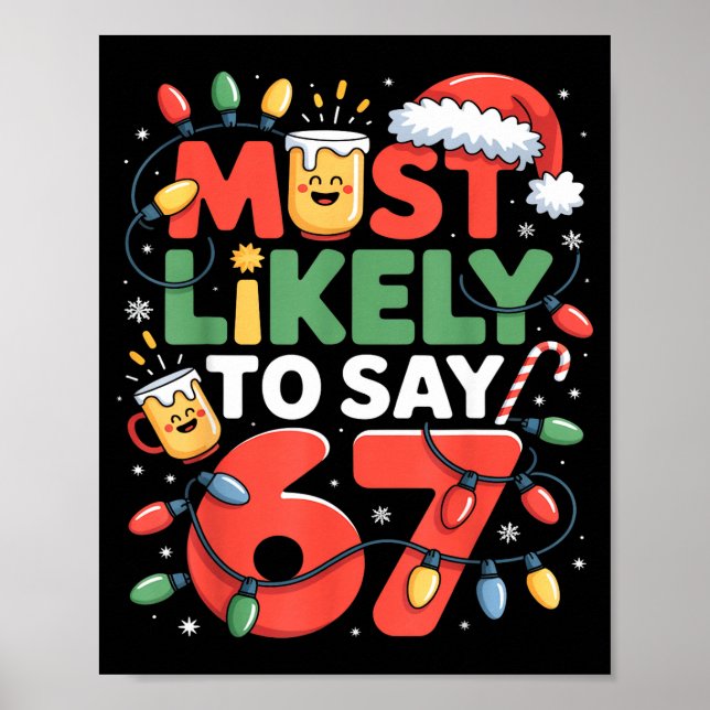 Póster 67 Meme Funny Christmas Meme Design Most Likely To (Frente)