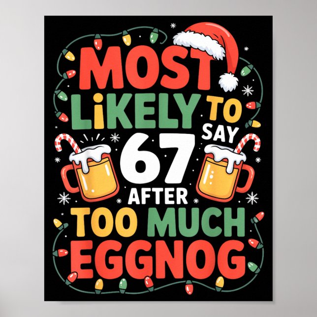 Póster 67 Meme Funny Christmas Meme Design Most Likely To (Frente)