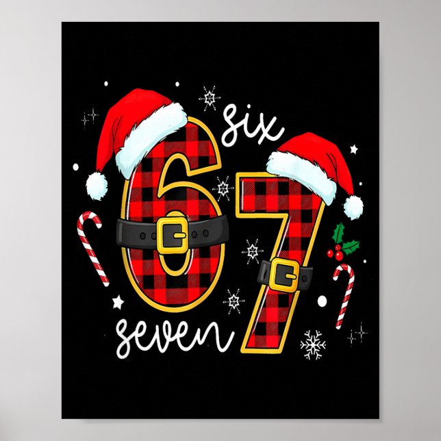 Póster 67 Meme Funny Christmas Red Plaid Xmas Pajamas Sla (Frente)