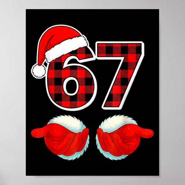 Póster 67 Meme Funny Christmas Red Plaid Xmas Pajamas Sla (Frente)