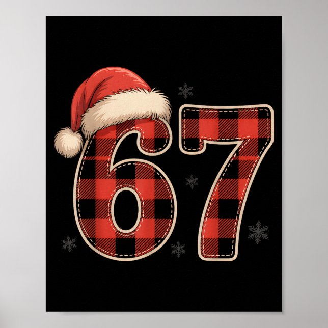 Póster 67 Meme Funny Christmas Red Plaid Xmas Pajamas Sla (Frente)