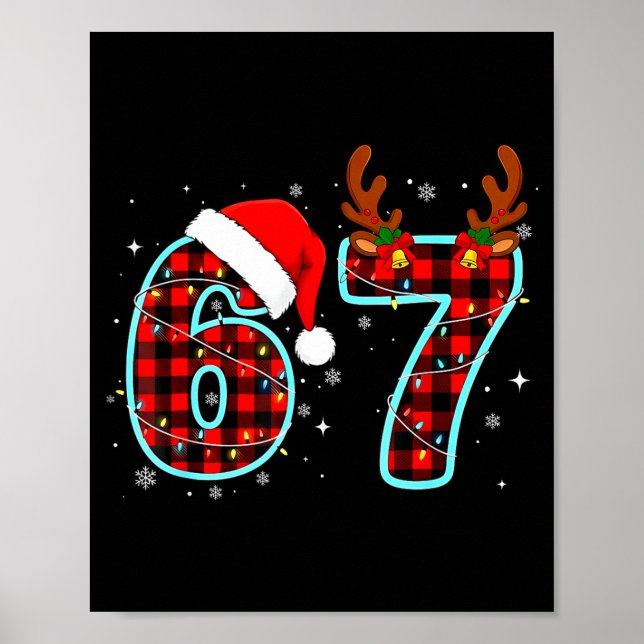 Póster 67 Meme Funny Christmas Red Plaid Xmas Pajamas Sla (Frente)