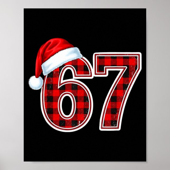 Póster 67 Meme Funny Christmas Red Plaid Xmas Pajamas Tee (Frente)