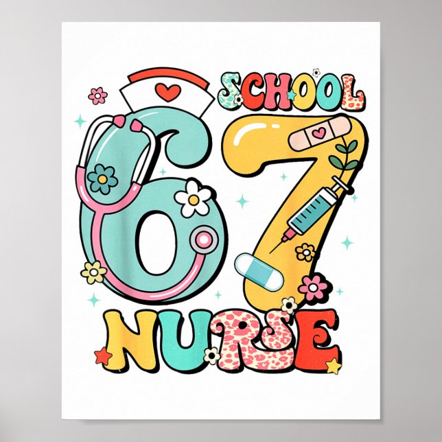 Póster 67 Meme Funny School Nurse Six Seven Meme  (Frente)