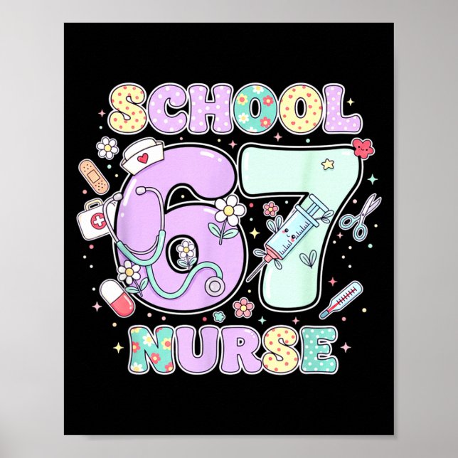 Póster 67 Meme Funny School Nurse Six Seven Meme Boys Gir (Frente)