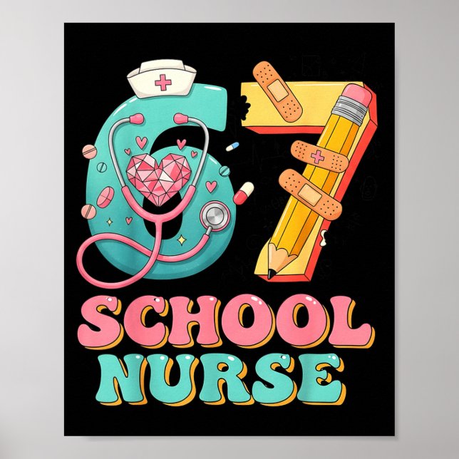 Póster 67 Meme Funny School Nurse Six Seven Meme Nursing  (Frente)