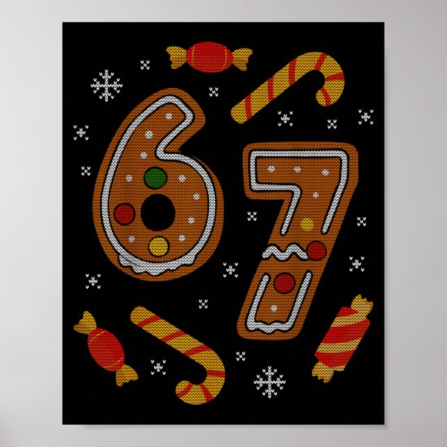 Póster 67 Meme Gingerbread Candy Cane Christmas Ugly Swea (Frente)
