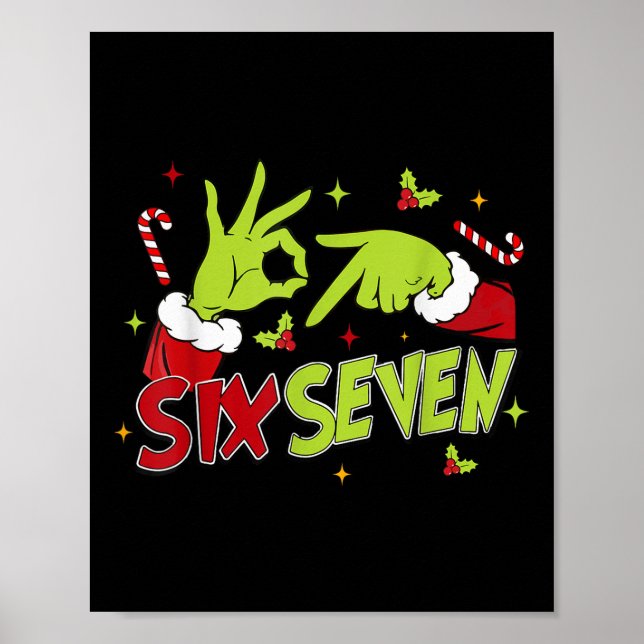 Póster 67 Meme Humor 6-7 Funny Six Seven Christmas  (Frente)