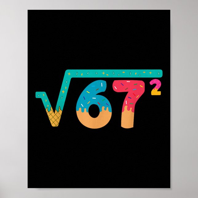 Póster 67 Meme Ice Cream Drip Square Root 67² Slang Math  (Frente)