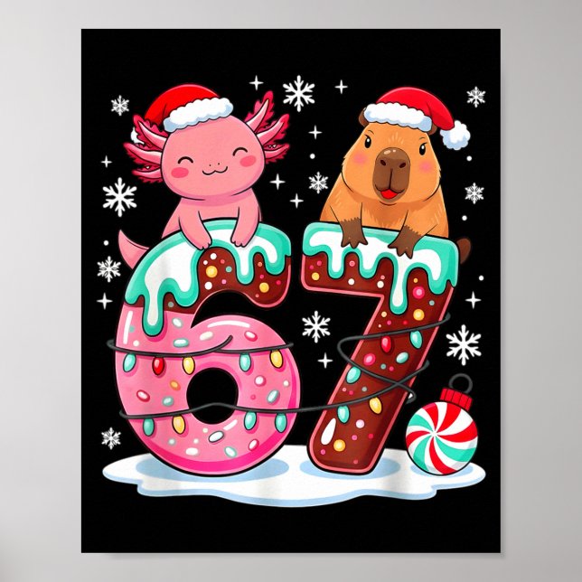 Póster 67 Meme Kawaii Axolotl Capybara Christmas Ice Crea (Frente)