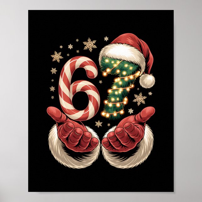 Póster 67 Meme Navidad Divertido 6 7 Lenguaje Gen Alpha S (Frente)