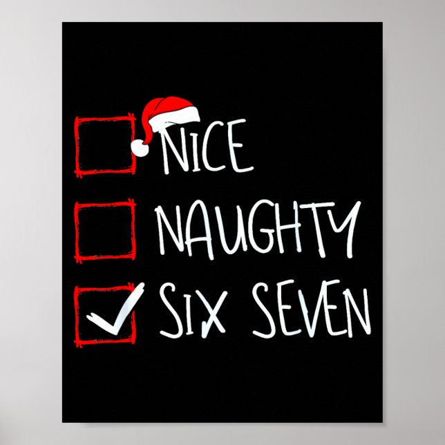 Póster 67 Meme Nice Naughty Six Seven Gen Alpha Funny Chr (Frente)