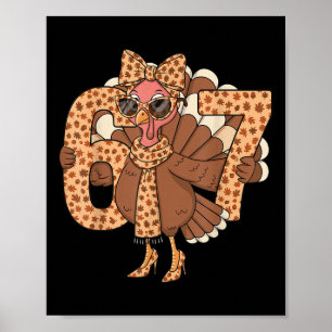 Póster 67 Meme Otoño Caída Pavo Gafas de sol Divertido Dí
