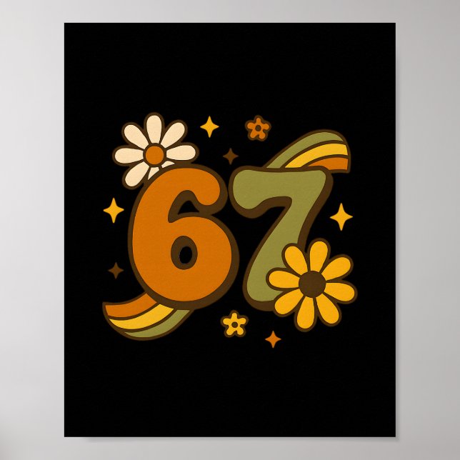 Póster 67 Meme Otoño Groovy Retro 70s Seis Siete Boho (Frente)