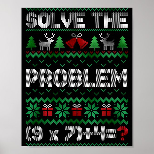 Póster 67 Meme Pemdas Math Joke Teacher Ugly Christmas Sw (Frente)