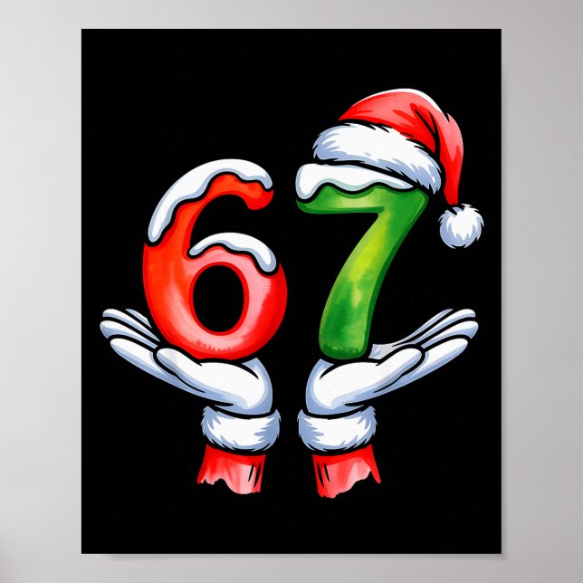 Póster 67 Meme Santa Claus Hand Funny Six Seven Christmas (Frente)
