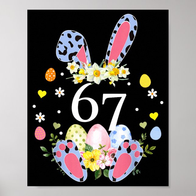 Póster 67 Meme Seis Siete 6 7 Conejo Leopardo Niños Diver (Frente)