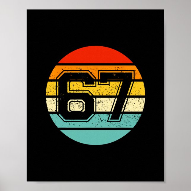 Póster 67 Meme Seis Siete 6 7 Meme Número Divertido Vinta (Frente)