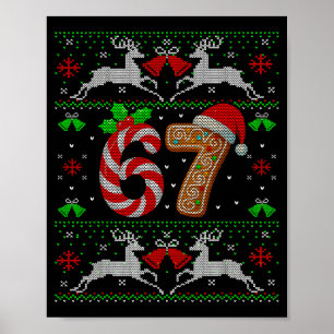 Póster 67 Meme Seis Siete Divertido Feo Navidad Xmas Suda