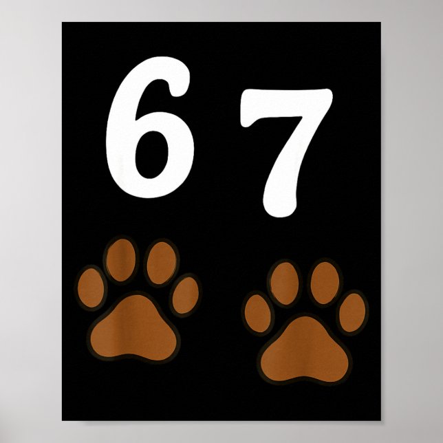 Póster 67 Meme Seis Siete Pata de Perro Divertida  (Frente)