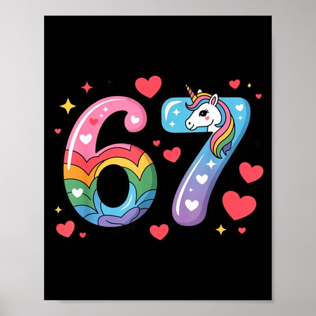 Póster 67 Meme Shirt Number Funny Six Seven 6 7  (Frente)