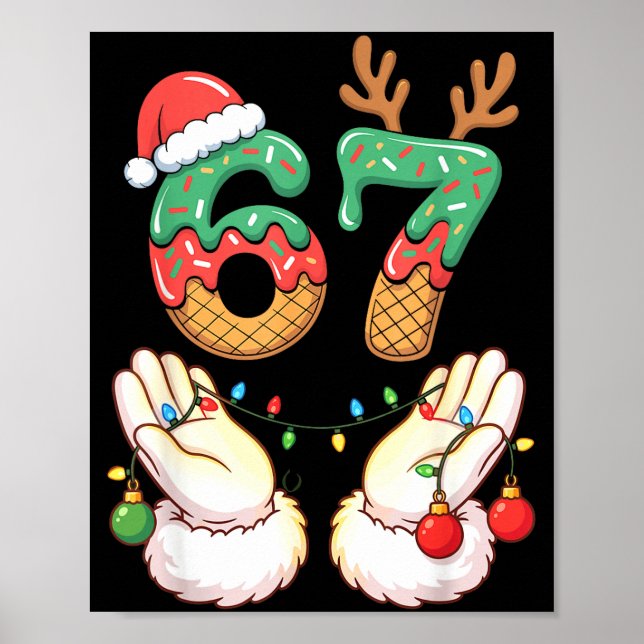 Póster 67 Meme Six Seven 6 7 Meme Funny Christmas Santa R (Frente)