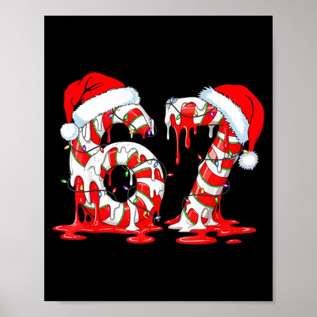 Póster 67 Meme Six Seven Candy Canes Drip Christmas Pajam (Frente)