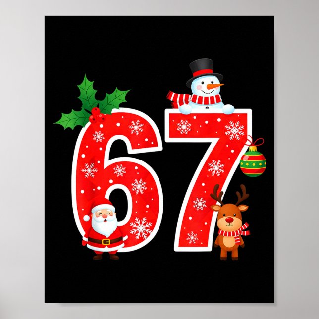 Póster 67 Meme Six Seven Christmas Pajamas For Women Men  (Frente)