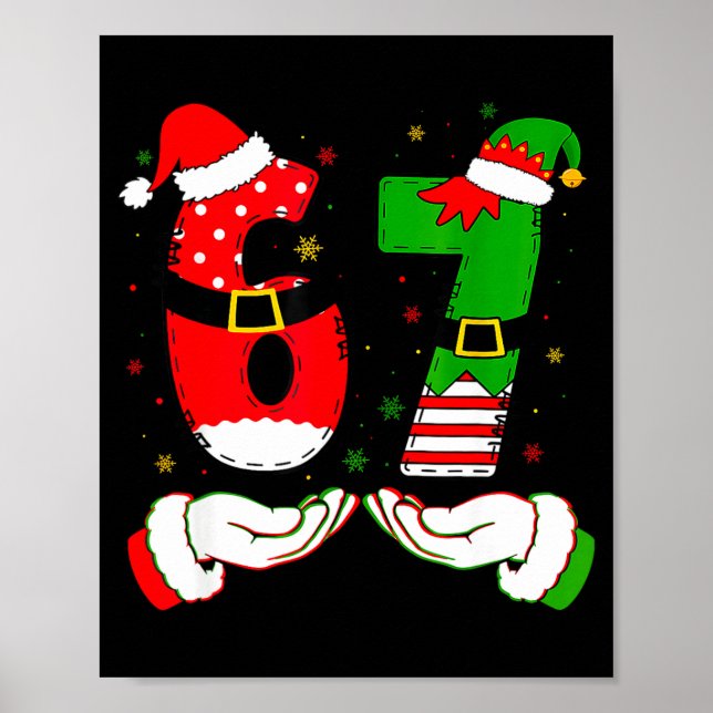 Póster 67 Meme Six Seven Christmas Shirt Kids Women Men B (Frente)