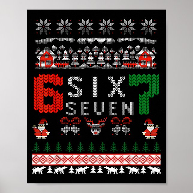 Póster 67 Meme Six Seven Christmas Ugly Sweater For Kids  (Frente)