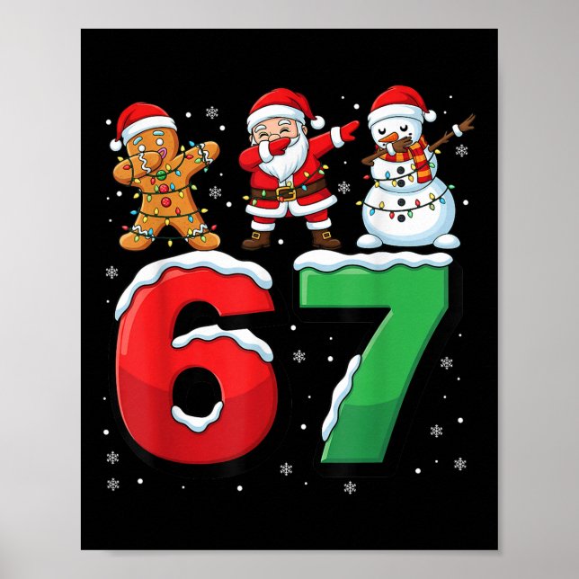 Póster 67 Meme Six Seven Dabbing Santa 6 7 Funny Christma (Frente)