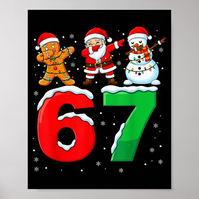 Póster 67 Meme Six Seven Dabbing Santa 6 7 Funny Christma (Frente)