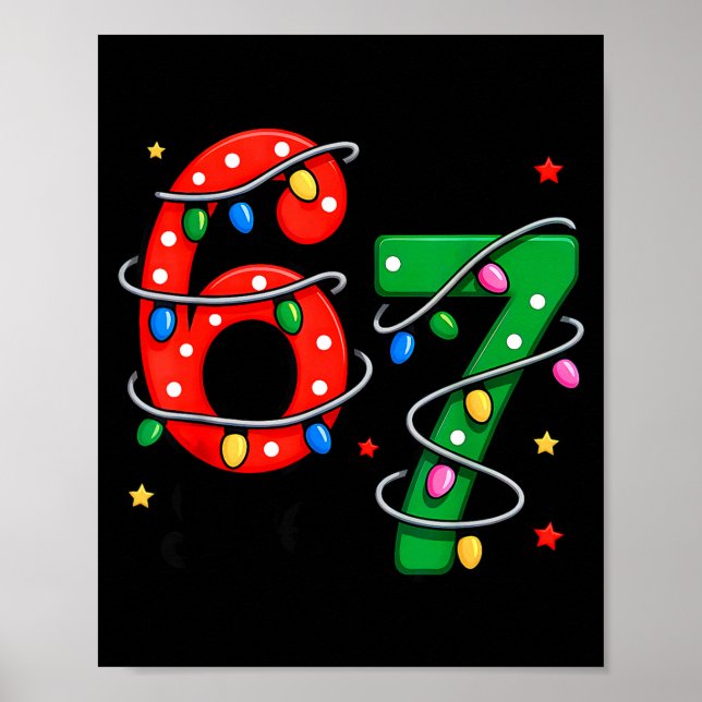 Póster 67 Meme Six Seven Funny Christmas Pajamas Boys Gir (Frente)