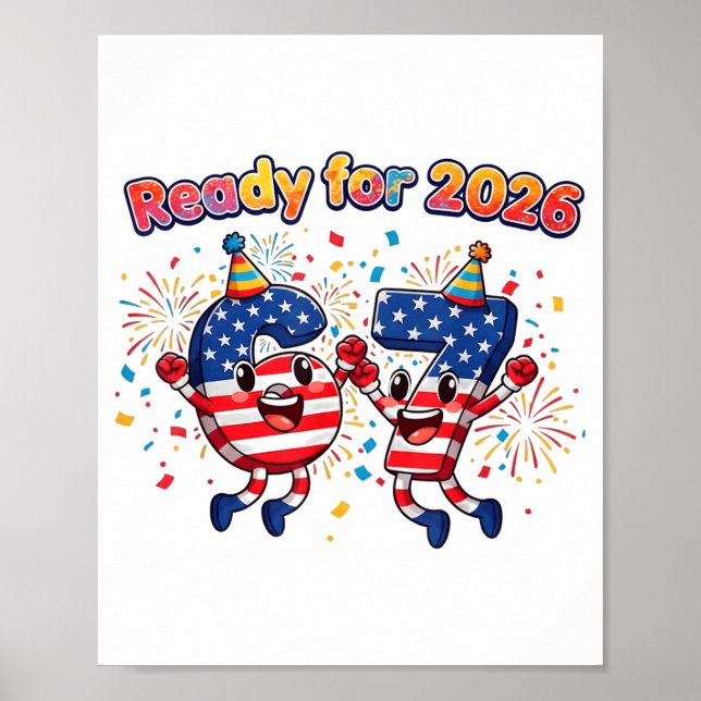 Póster 67 Meme Six Seven Funny New Year 2026 Party Men Wo (Frente)