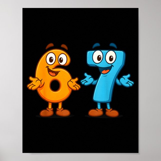 Póster 67 Meme Six Seven Kids Number Blocks Math Teacher  (Frente)