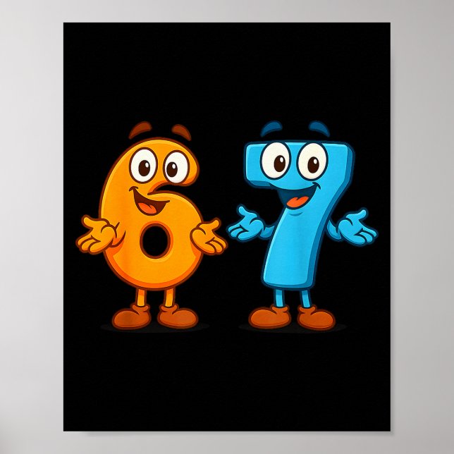 Póster 67 Meme Six Seven Kids Number Blocks Math Teacher  (Frente)