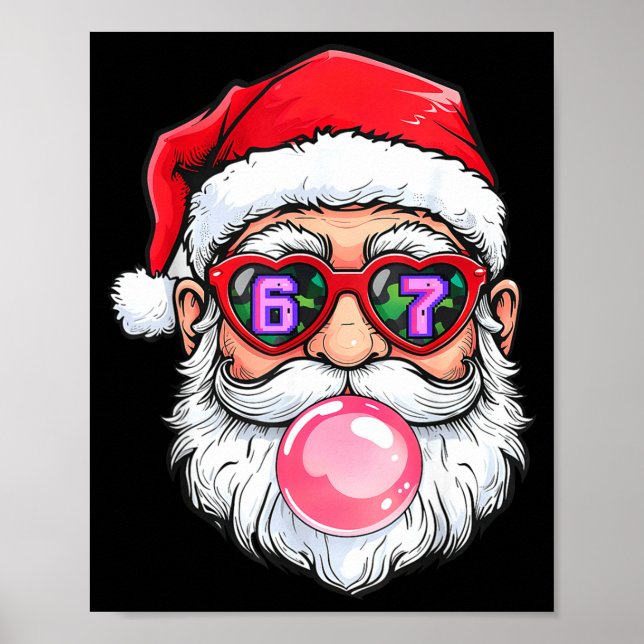 Póster 67 Meme Six Seven Number 6-7 6 7 Funny Santa Xmas  (Frente)