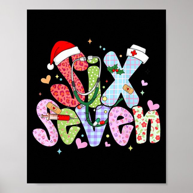Póster 67 Meme Six Seven Nurse Christmas Funny Nursing Wo (Frente)
