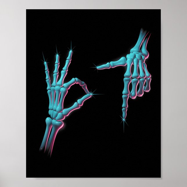 Póster 67 Meme Skeleton Hand 6 7 Halloween Seis Seven Fun (Frente)