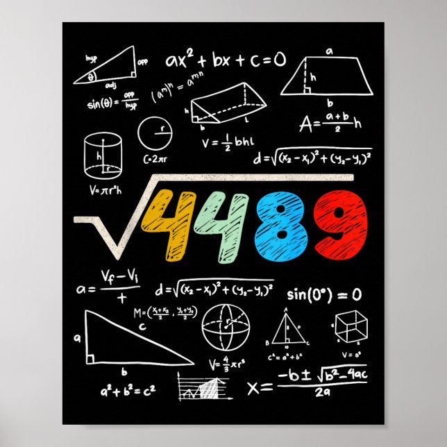Póster 67 Meme Square Root 4489 Do The Math Funny Birthda (Frente)