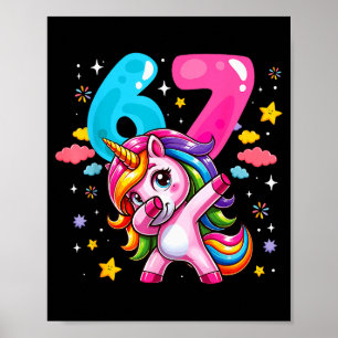 Póster 67 Meme Unicornio Para Niñas Seis Siete Meme Brain