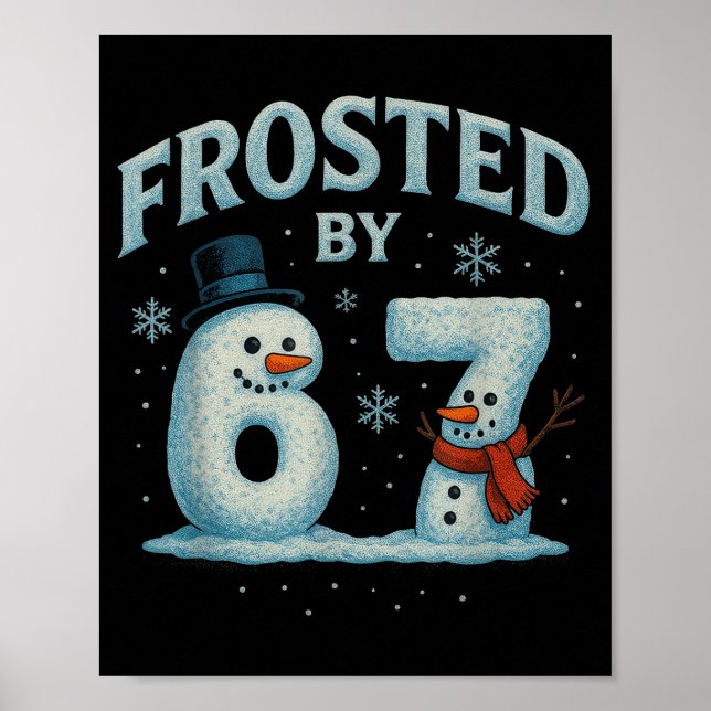 Póster 67 muñeco de nieve de Navidad 6 7 meme de Internet (Frente)