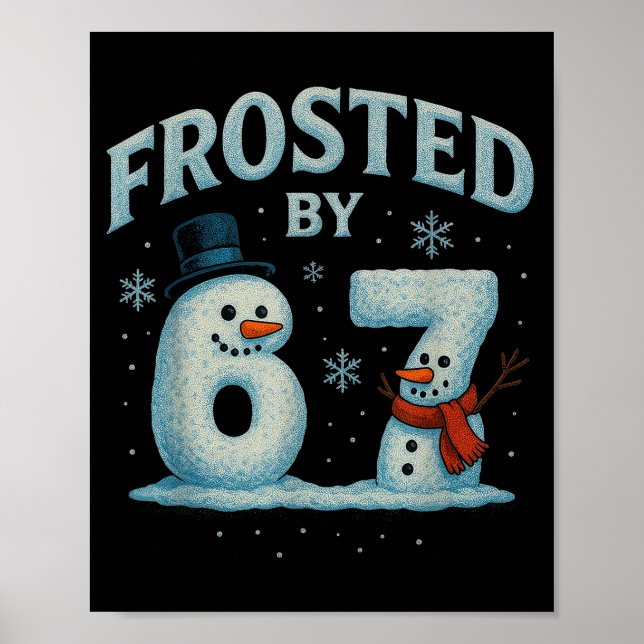 Póster 67 muñeco de nieve de Navidad 6 7 meme de Internet (Frente)