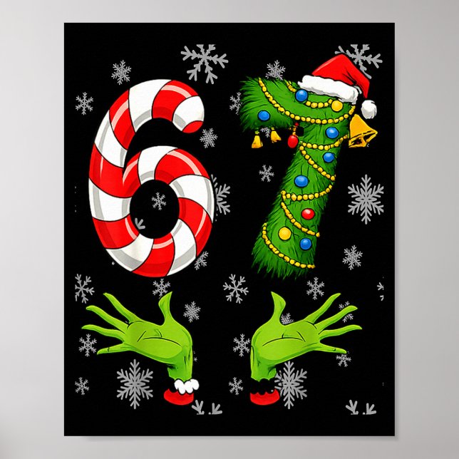 Póster 67 Navidad 6 7 Meme Pijama 67 Bruh jerga  (Frente)