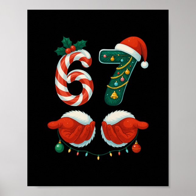 Póster 67 Navidad 6 7 Meme Pijamas Fiesta Gen Alfa Sl (Frente)