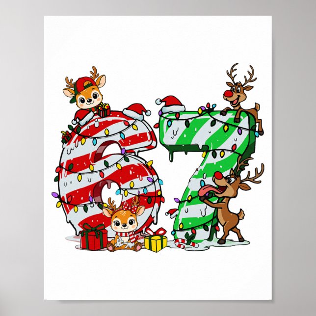 Póster 67 Navidad 6 7 Meme Pijamas Fiesta Gen Alpha Sl (Frente)