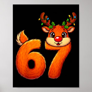 Póster 67 Navidad divertido reno Bruh Meme pijama mujer